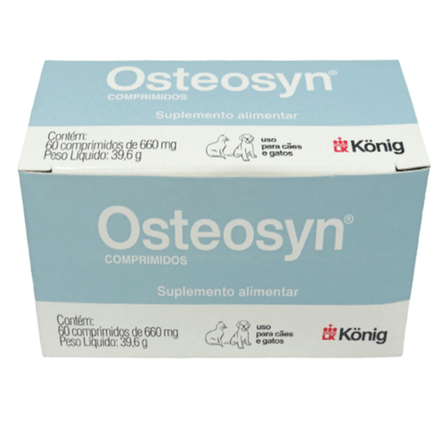 OSTEOSYN 660MG VITAMINAS CÃES E GATOS 60 COMPRIMIDOS KONIG OSTEOSYN 660MG VITAMINAS CÃES E GATOS 60 COMPRIMIDOS KONIG