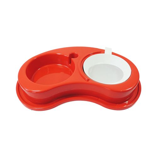 Comedouro Plástico Furacão Pet Antiformiga Luxo Duplo M - Vermelho