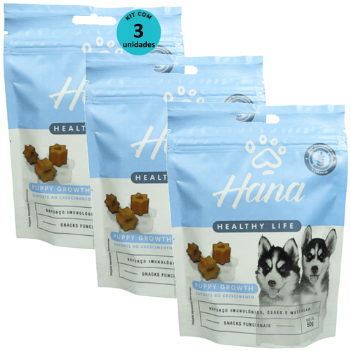 Hana Puppy Growth Suporte ao Crescimento 80g Snacks Para Cães Filhotes Kit C/ 3 un Hana Puppy Growth Suporte ao Crescimento 80g Snacks Para Cães Filhotes Kit C/ 3 un