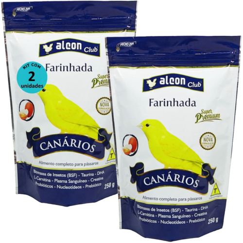 ALCON CLUB FARINHADA CANÁRIO 250G SUPER PREMIUM KIT COM 2 RAÇÃO PARA PÁSSAROS