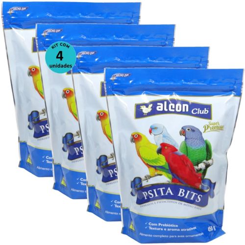 ALCON CLUB PSITA BITS 450G SUPER PREMIUM KIT COM 4 RAÇÃO PARA AVES