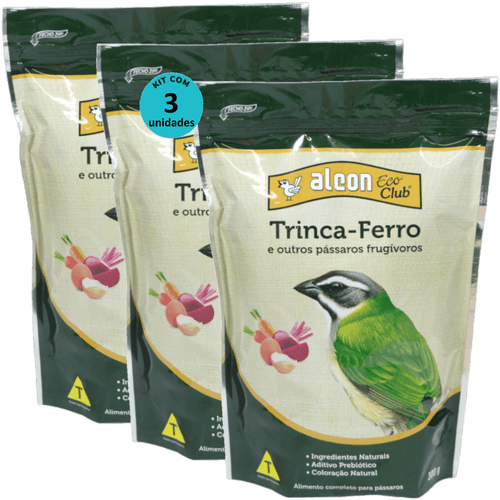 ALCON ECO CLUB TRINCA-FERRO 300G KIT COM 3 ALCON ECO CLUB TRINCA-FERRO E OUTROS PÁSSAROS FRUGÍVOROS 300G KIT COM 3