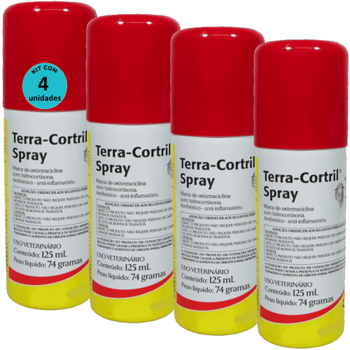Terra-Cortril Spray 125ml Zoetis Kit com 4 Terra-Cortril Spray 125ml Zoetis Kit com 4