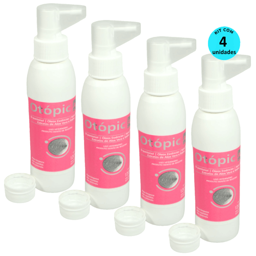 Limpador Auditivo Pet Otópic AG 120ml Inovet Kit com 4 Limpador Auditivo Pet Otópic AG 120ml Inovet Kit com 4