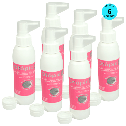Limpador Auditivo Pet Otópic AG 120ml Inovet Kit com 6 Limpador Auditivo Pet Otópic AG 120ml Inovet Kit com 6