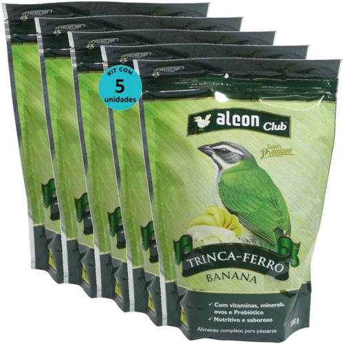 ALCON CLUB TRINCA-FERRO BANANA 500G KIT COM 5 RAÇÃO PARA PÁSSAROS