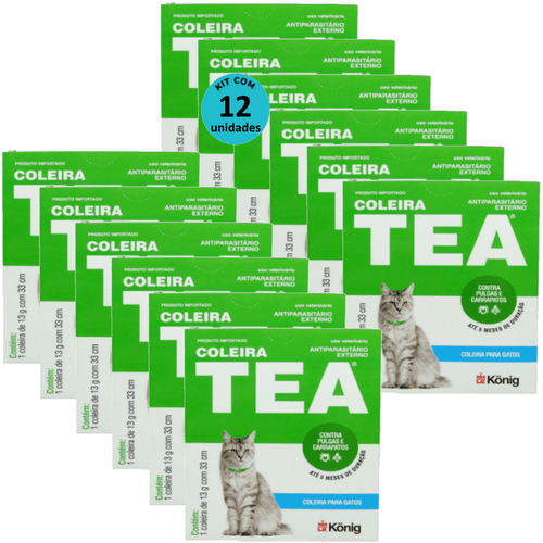 Coleira Contra Pulgas E Carrapatos TEA Gatos König 13g C/ 33cm Kit 12 Unidades Coleira Contra Pulgas E Carrapatos TEA Gatos König 13g C/ 33cm Kit 12 Unidades
