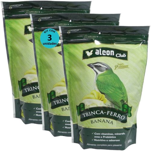 ALCON CLUB TRINCA-FERRO BANANA 500G KIT COM 3 RAÇÃO PARA PÁSSAROS ALCON CLUB TRINCA-FERRO BANANA 500G KIT COM 3 RAÇÃO PARA PÁSSAROS