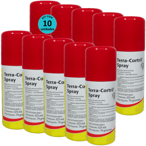 Terra-Cortril Spray 125ml Zoetis Kit com 10 Terra-Cortril Spray 125ml Zoetis Kit com 10