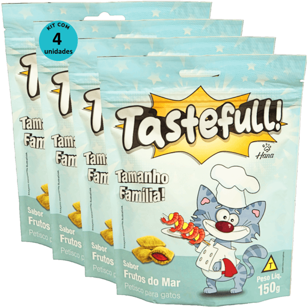 Hana Tastefull Nuggets Para Gatos Frutos do Mar 150g Kit 4 un