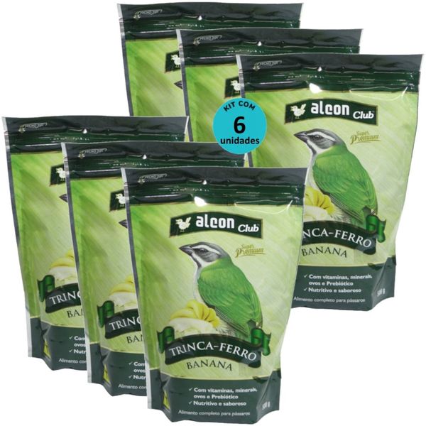 ALCON CLUB TRINCA-FERRO BANANA 500G KIT COM 6 RAÇÃO PARA PÁSSAROS