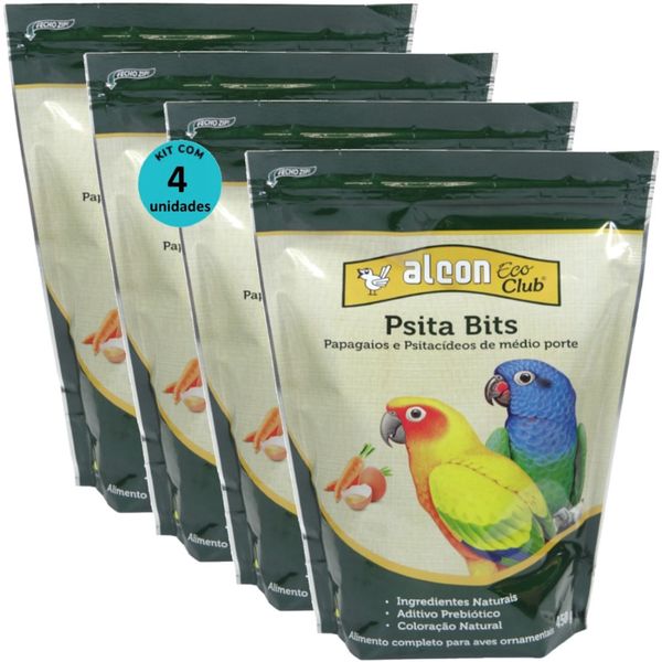 ALCON ECO CLUB PSITA BITS 450G KIT COM 4 RAÇÃO PARA AVES