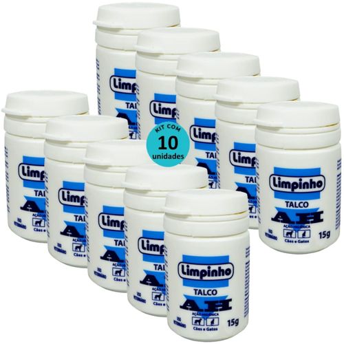 TALCO PÓ ANTISSÉPTICO AH 15G PARA CÃES E GATOS LIMPINHO KIT COM 10 TALCO PÓ ANTISSÉPTICO AH 15G PARA CÃES E GATOS LIMPINHO KIT COM 10
