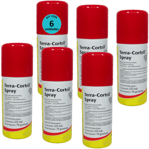 Terra-Cortril Spray 125ml Zoetis Kit com 6 Terra-Cortril Spray 125ml Zoetis Kit com 6