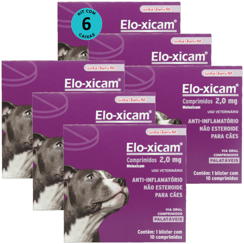 Elo-xicam 2,0mg Com 10 Comprimidos Para Cães Chemitec Kit Com 6 Elo-xicam 2,0mg Com 10 Comprimidos Para Cães Chemitec Kit Com 6