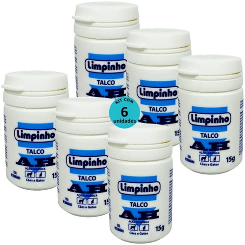 TALCO PÓ ANTISSÉPTICO AH 15G PARA CÃES E GATOS LIMPINHO KIT COM 6 TALCO PÓ ANTISSÉPTICO AH 15G PARA CÃES E GATOS LIMPINHO KIT COM 6