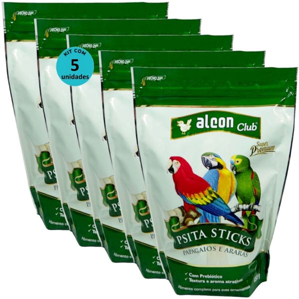 ALCON CLUB PSITA STICKS 450G SUPER PREMIUM KIT COM 5 PARA PAPAGAIOS E ARARAS