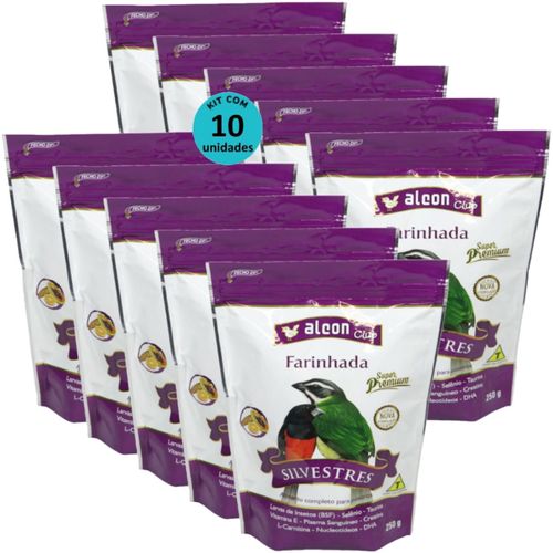 ALCON CLUB FARINHADA SILVESTRES 250G SUPER PREMIUM KIT COM 10 PARA AZULÃO, BICUDO, COLEIRO, CABOCLINHO, CURIÓ, PÁSSARO-PRETO, SABIÁ, TRINCA-FERRO ALCON CLUB FARINHADA SILVESTRES 250G SUPER PREMIUM KIT COM 10 PARA AZULÃO, BICUDO, COLEIRO, CABOCLINHO, CURIÓ, PÁSSARO-PRETO, SABIÁ, TRINCA-FERRO