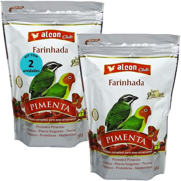 ALCON CLUB FARINHADA PIMENTA 250G SUPER PREMIUM KIT COM 2 RAÇÃO PARA AVES