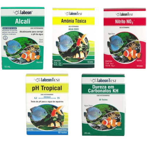 Kit Amônia Água Doce + PH Tropical + Nitrito + Dureza KH + Alcali