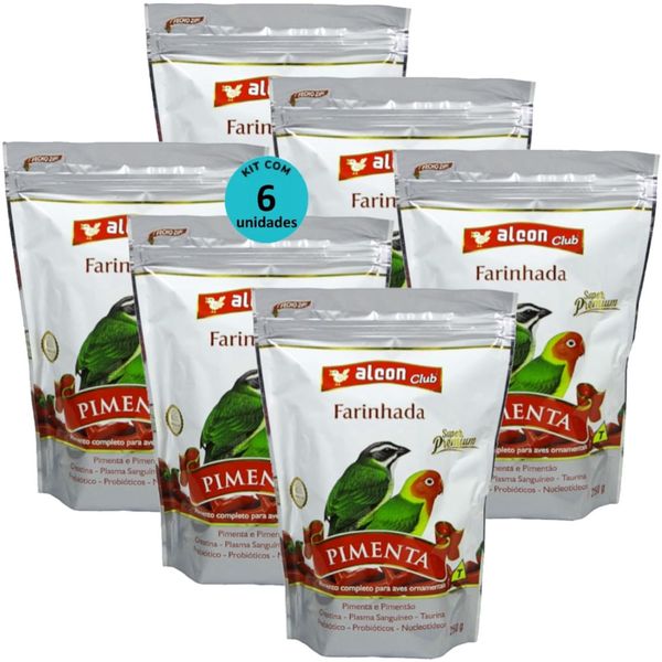ALCON CLUB FARINHADA PIMENTA 250G SUPER PREMIUM KIT COM 6 RAÇÃO PARA AVES