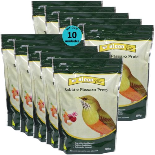 ALCON ECO CLUB SABIÁ E PÁSSARO PRETO 300G KIT COM 10 RAÇÃO PARA PÁSSAROS