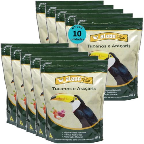 ALCON ECO CLUB TUCANOS E ARAÇARIS 450G KIT COM 10 RAÇÃO PARA AVES
