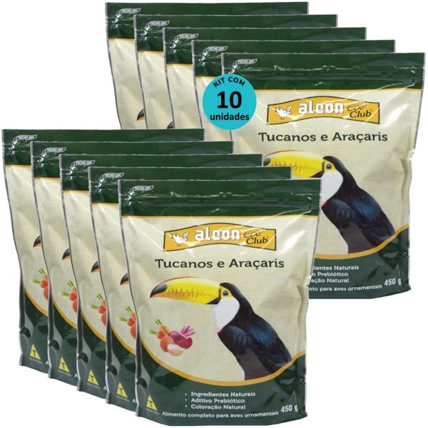ALCON ECO CLUB TUCANOS E ARAÇARIS 450G KIT COM 10 RAÇÃO PARA AVES