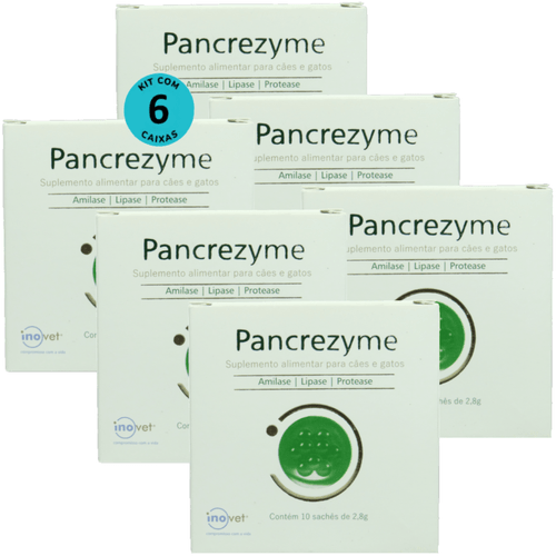 Pancrezyme Suplemento Para Cães e Gatos 2,8g C/ 10 Sachê Kit Com 6 Pancrezyme Suplemento Para Cães e Gatos 2,8g C/ 10 Sachê Kit Com 6
