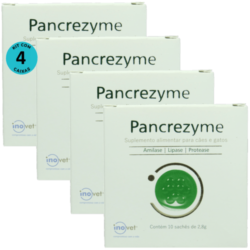 Pancrezyme Suplemento Para Cães e Gatos 2,8g C/ 10 Sachê Kit Com 4 Pancrezyme Suplemento Para Cães e Gatos 2,8g C/ 10 Sachê Kit Com 4