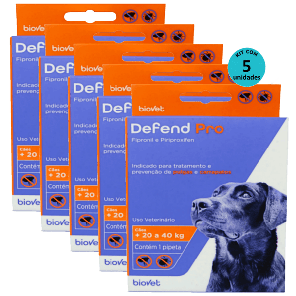 Kit 5 Defend Pro Cães (21 a 40kg) - Biovet