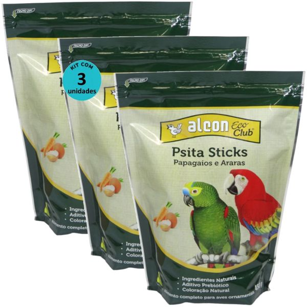 ALCON ECO CLUB PSITA STICKS 450G KIT COM 3 PARA PAPAGAIOS E ARARAS