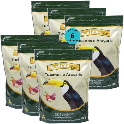 ALCON ECO CLUB TUCANOS E ARAÇARIS 450G KIT COM 6 RAÇÃO PARA AVES