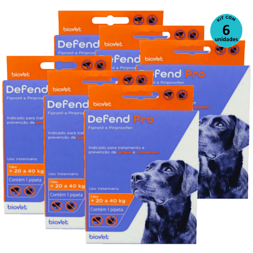 Kit 6 Defend Pro Cães (21 a 40kg) - Biovet