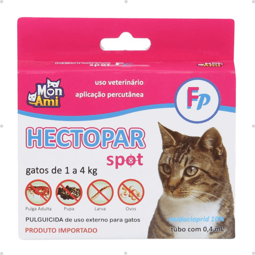 Kit 2 Antipulgas Hectopar Mon Ami 0,4ml - Gatos de 1 a 4kg Kit 2 Antipulgas Hectopar Mon Ami 0,4ml - Gatos de 1 a 4kg