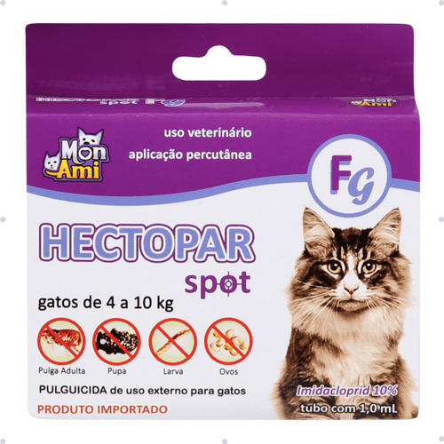 Kit 4 Antipulgas Hectopar Mon Ami 1ml - Gatos de 4 a 10kg Kit 4 Antipulgas Hectopar Mon Ami 1ml - Gatos de 4 a 10kg
