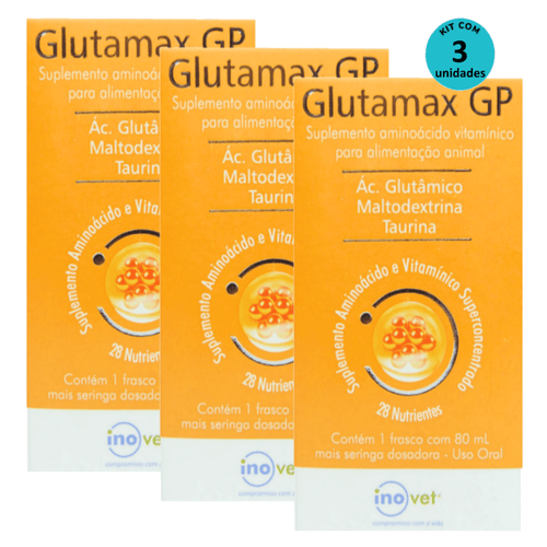 Kit 3 Glutamax GP Suplemento P/ Animais 80ml- Inovet