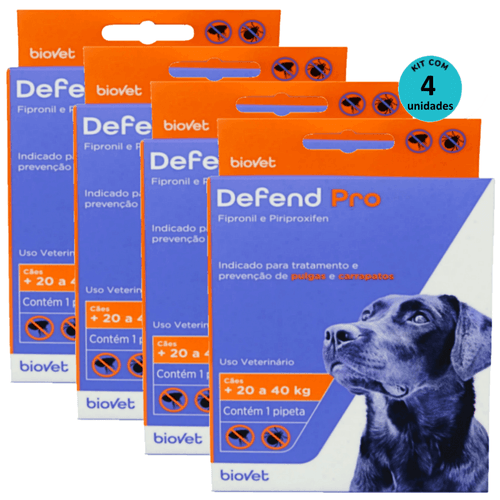 Kit 4 Defend Pro Cães (21 a 40kg) - Biovet Kit 4 Defend Pro Cães (21 a 40kg) - Biovet