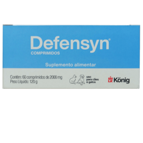 Suplemento Alimentar Defensyn 2000mg C/ 60 Comp. para Cães e Gatos - König Suplemento Alimentar Defensyn 2000mg C/ 60 Comp. para Cães e Gatos - König