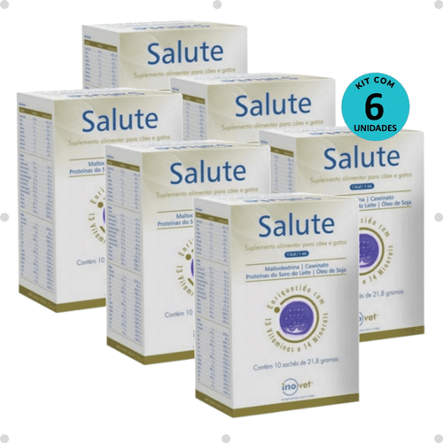 Kit 6 Salute Suplemento Alimentar para Cães e Gatos C/ 10 Sachês 21,8g cada- Inovet