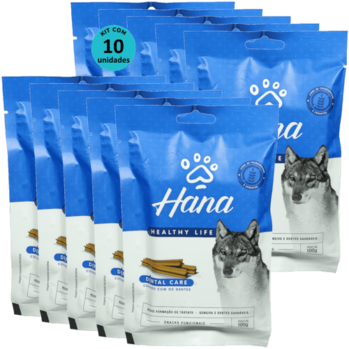 Kit 10 Snacks Hana Healthy Life Dental Care- Cuidado C/ os Dentes- P/ Cães Adultos- 100g Kit 10 Snacks Hana Healthy Life Dental Care- Cuidado C/ os Dentes- P/ Cães Adultos- 100g