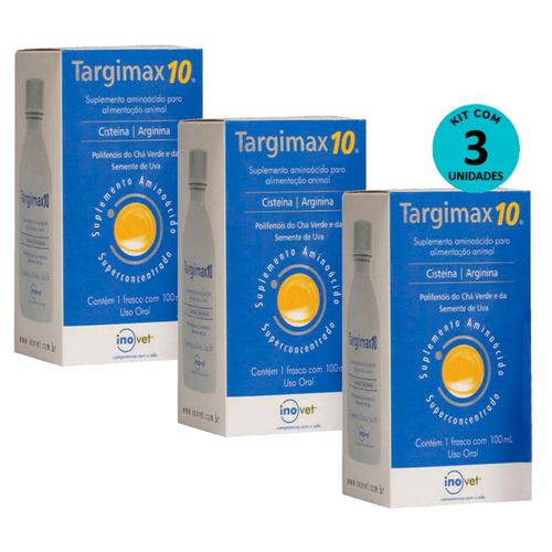Kit 3 Targimax 10 Suplemento Animal 100ml- Inovet Kit 3 Targimax 10 Suplemento Animal 100ml- Inovet