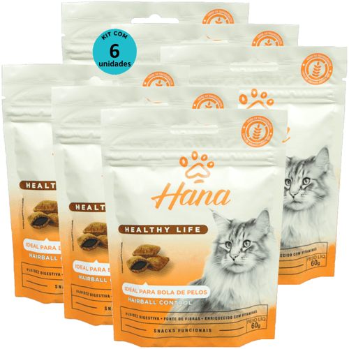 kit 6 Snacks Hana Healthy Life Hairball Control P/ Gatos Adultos- 60g kit 6 Snacks Hana Healthy Life Hairball Control P/ Gatos Adultos- 60g
