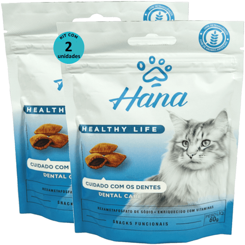 Kit 2 Snacks Hana Healthy Life Dental Care P/ Gatos Adultos- 60g Kit 2 Snacks Hana Healthy Life Dental Care P/ Gatos Adultos- 60g