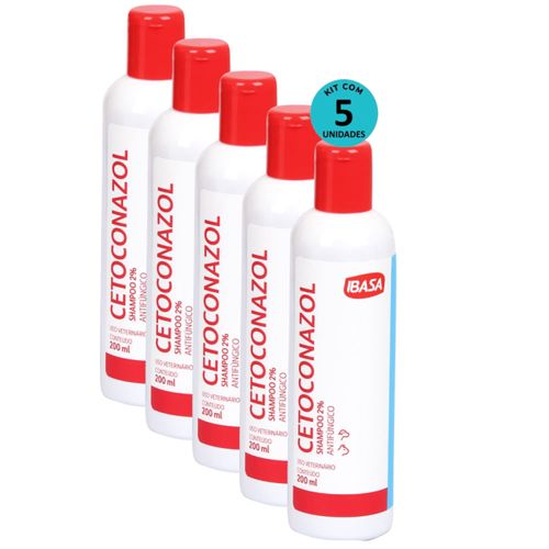 Kit Shampoo Cetoconazol 2% Ibasa 200ml C/ 5 unidades