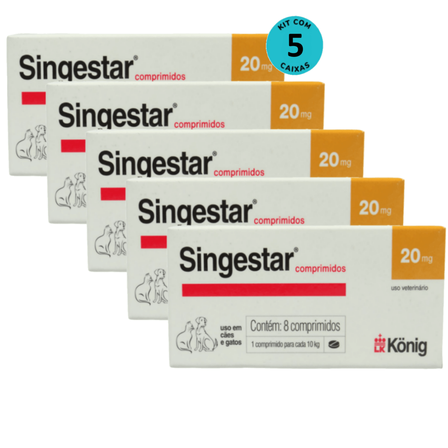 Kit Anticoncepcional Singestar König- 8 Comprimidos C/ 5 unidades