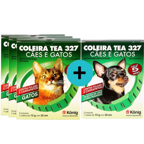 Kit 3 Coleiras TEA 327 König Gatos +1 coleira TEA Cães Pequenos Kit 3 Coleiras TEA 327 König Gatos +1 coleira TEA Cães Pequenos
