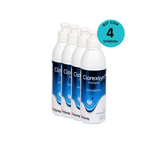 Kit Shampoo Antisséptico Clorexsyn König 200ml C/ 4 unidades