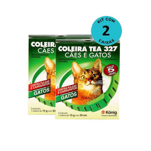 Kit Coleira TEA 327 Gatos König 13g c/ 33cm – com 2 unidades Kit Coleira TEA 327 Gatos König 13g c/ 33cm – com 2 unidades