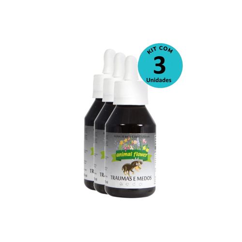 Kit Floral Traumas e Medos 100ml gotas- Animal Flower - com 3 unidades Kit Floral Traumas e Medos 100ml gotas- Animal Flower - com 3 unidades